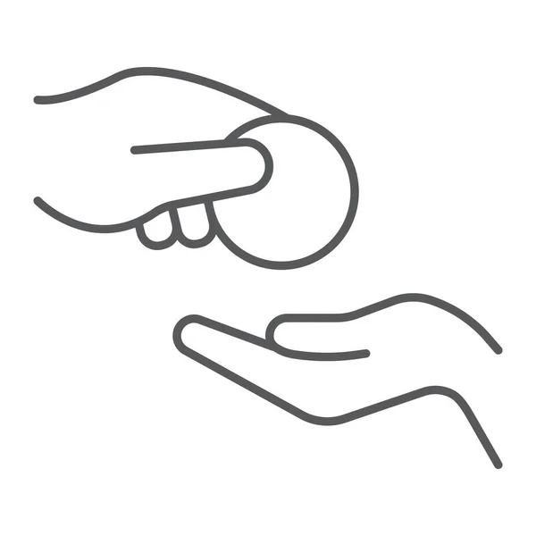Icône de ligne mince de Zakat, ramadan et zakah, signe de charité, graphiques vectoriels, un motif linéaire sur un fond blanc, eps 10 . — Image vectorielle