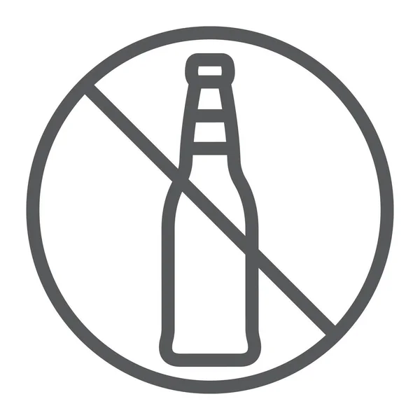 No alcohol line icon, forbidden and prohibited, no alcohol sign, vector graphics, a linear pattern on a white background, eps 10. — Stock Vector