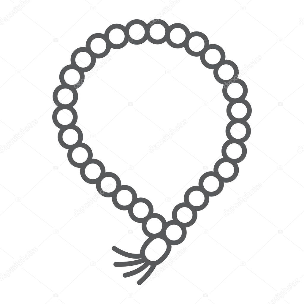 Misbaha thin line icon, ramadan and dhikr, muslim tasbih sign, vector graphics, a linear pattern on a white background, eps 10