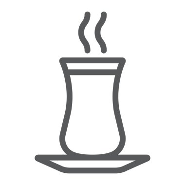 Türk Çay Hattı simgesi, ramazan ve İslam, İslami çay işareti, vektör grafikleri, beyaz arka planda doğrusal desen, 10 puan.