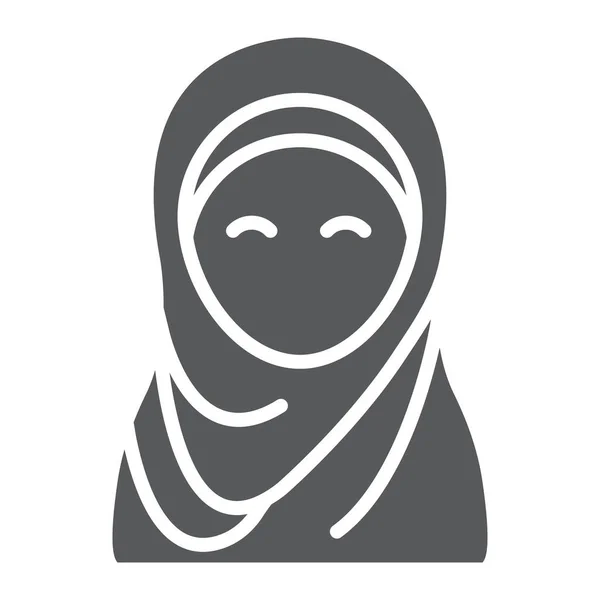 Hijab icona glifo, ramadan e islam, segno donna musulmana, grafica vettoriale, un modello solido su uno sfondo bianco, eps 10 . — Vettoriale Stock