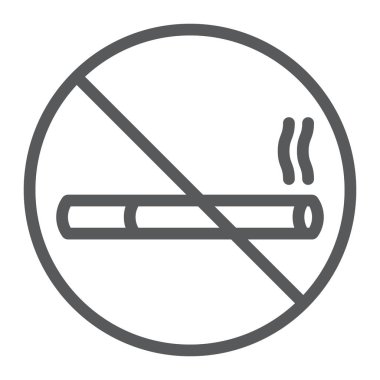 Sigara içilmiyor, yasaklanmış ve yasaklanmış, sigara işareti yok, vektör grafikleri yok, beyaz arkaplanda doğrusal desen var..