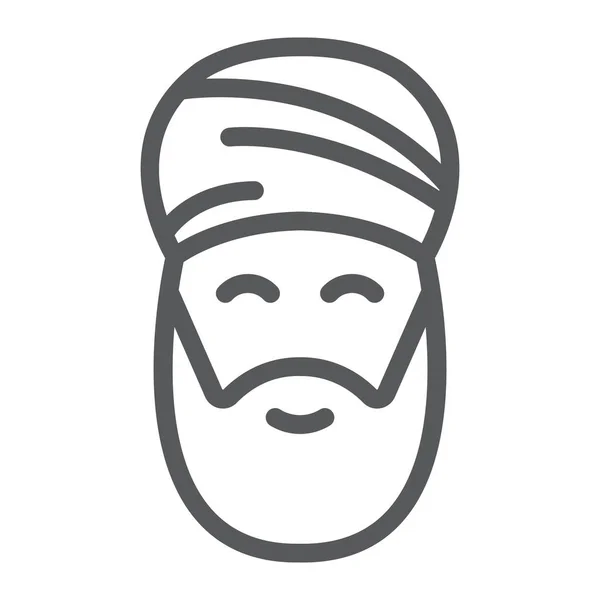 이슬람교 남성 라인 아이콘, 라마단 과 이슬람, 아라비아 사인, 벡터 그래픽, 흰색 배경 위의 선형 패턴 , EPS 10. — 스톡 벡터