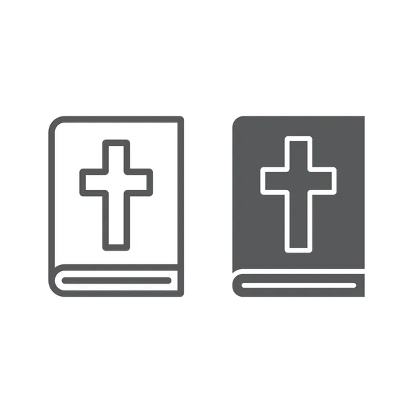 Ligne de la Sainte Bible et icône du glyphe, religion et prière, signe du livre saint, graphiques vectoriels, un motif linéaire sur un fond blanc, eps 10 . — Image vectorielle