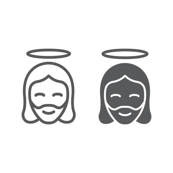 Jesus christ man line and glyph icon, religion and prayer, Jesus sign, vector graphics, a linear pattern on a white background, eps 10.