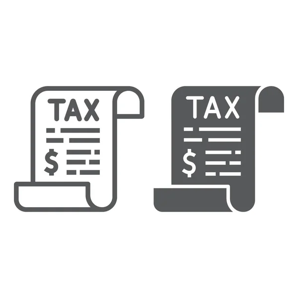 Steuerlinie und Glyphen-Symbol, Wirtschaft und Finanzen, Steuerzeichen, Vektorgrafik, ein lineares Muster auf weißem Hintergrund, Folge 10. — Stockvektor