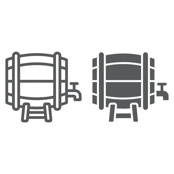 Bier vat lijn en glyph icoon, st patrick dag en alcohol, wijn vat teken, vector graphics, een lineair patroon op een witte achtergrond, voor 10 personen. — Stockvector