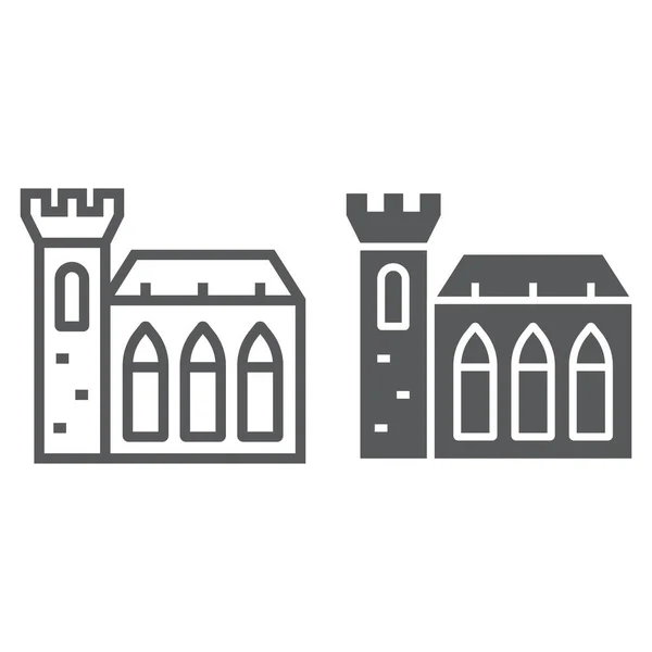 Castillo de Dublín línea e icono de glifo, día de San Patricio y vacaciones, signo del castillo de Irlanda, gráficos vectoriales, un patrón lineal sobre un fondo blanco, eps 10 . — Vector de stock