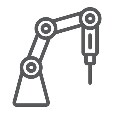 Tıbbi robot çizgisi simgesi, teknoloji ve tıp, cerrahi robot işareti, vektör grafikleri, beyaz arka planda doğrusal desen, 10 birim.