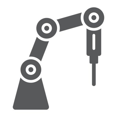 Tıbbi robot sembolü, teknoloji ve tıp, cerrahi robot işareti, vektör grafikleri, beyaz arka planda katı bir kalıp, 10 birim..