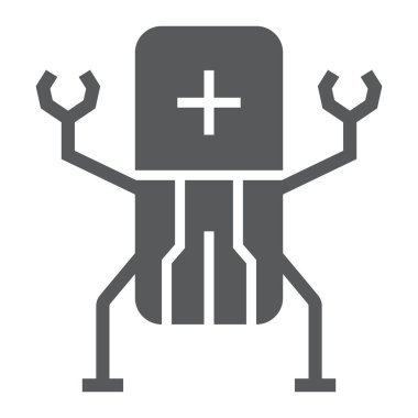 Tıbbi nanobotlar simge, teknoloji ve tıbbi, nanorobot işareti, vektör grafikleri, beyaz arka planda sağlam bir desen,.