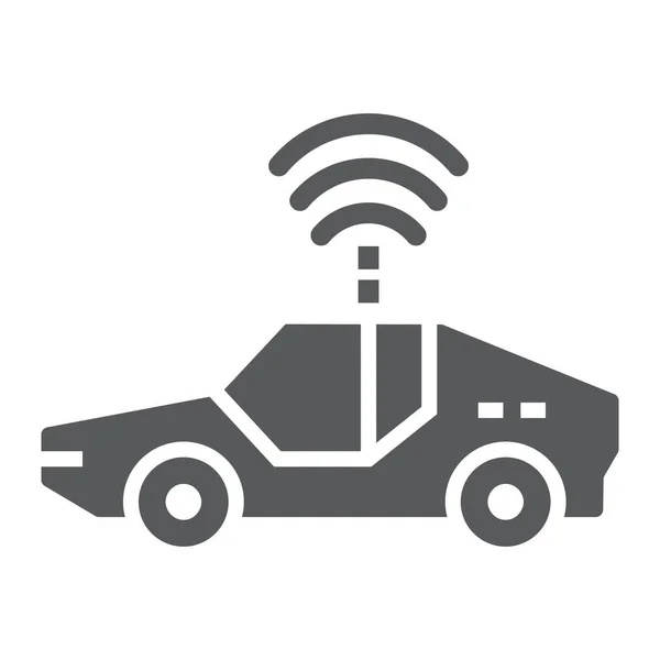 Autonomiczna ikona glifu samochodowego, technologia i samochód przyszłości, znak samojezdny, grafika wektorowa, solidny wzór na białym tle, eps 10. — Wektor stockowy