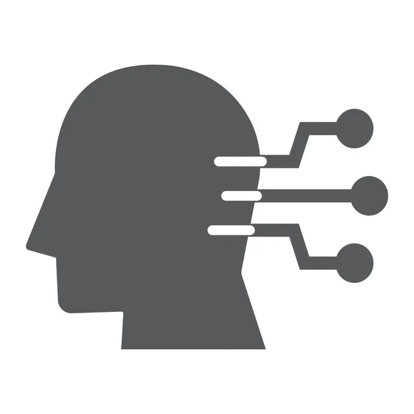 Icono de glifo de interfaz neuronal, tecnología y red, señal de conexión de cabeza humana, gráficos vectoriales, un patrón sólido sobre un fondo blanco, eps 10 . — Vector de stock