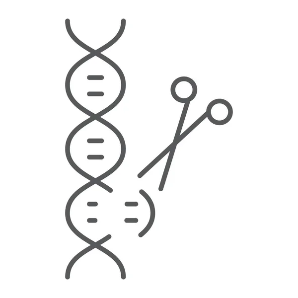 Genom düzenleme ince çizgi simgesi, teknoloji ve DNA, DNA düzenleme işareti, vektör grafikleri, beyaz arkaplan üzerinde doğrusal desen, 10. — Stok Vektör