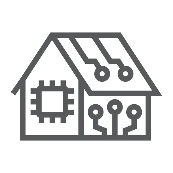 Icono de línea de hogar inteligente, tecnología y casa, casa con signo de chip, gráficos vectoriales, un patrón lineal sobre un fondo blanco, eps 10 . — Archivo Imágenes Vectoriales