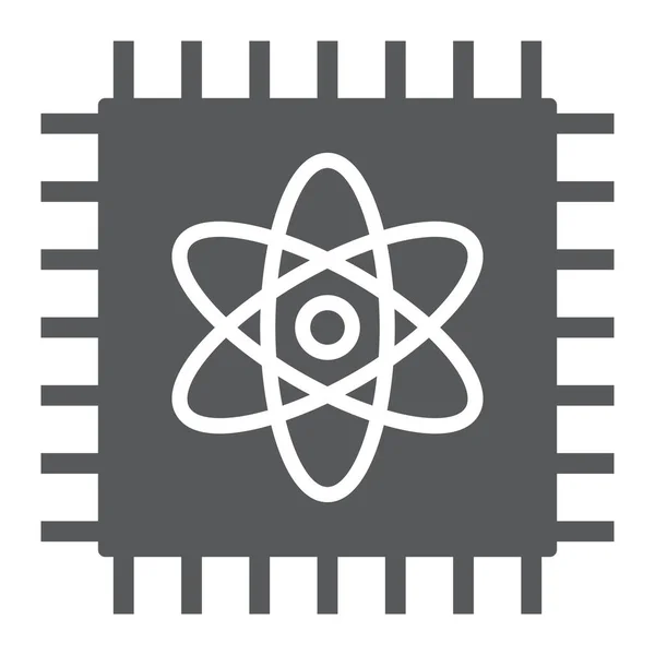 Quantum computing glyph icon, technology and processor, chip with atom sign, vector graphics, a solid pattern on the white background, eps 10. — Stockový vektor