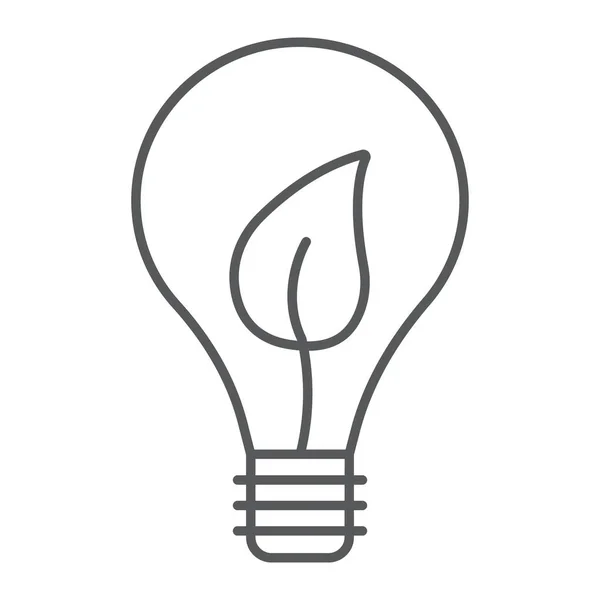 Öko-Energie-Symbol, Technologie und Ökologie, Glühbirne mit Blattzeichen, Vektorgrafik, ein lineares Muster auf weißem Hintergrund, Folge 10. — Stockvektor