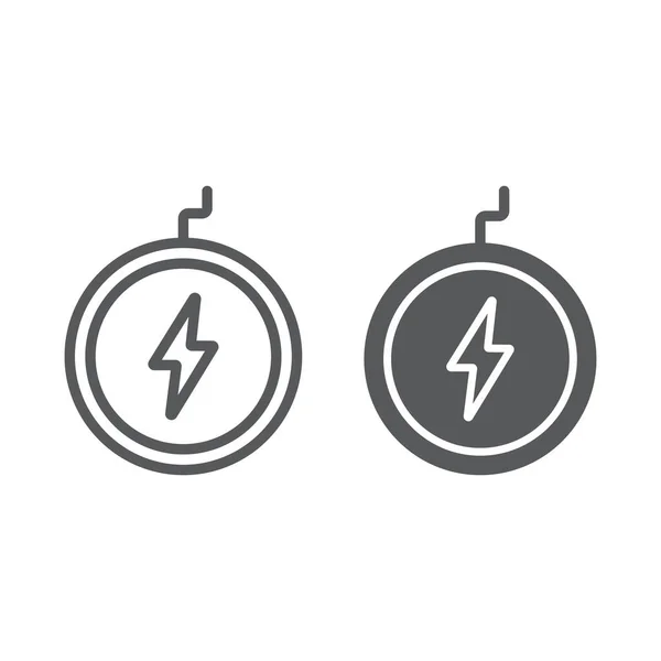 Línea de cargador inalámbrico e icono de glifo, tecnología y potencia, señal de energía inalámbrica, gráficos vectoriales, un patrón lineal sobre un fondo blanco, eps 10 . — Archivo Imágenes Vectoriales