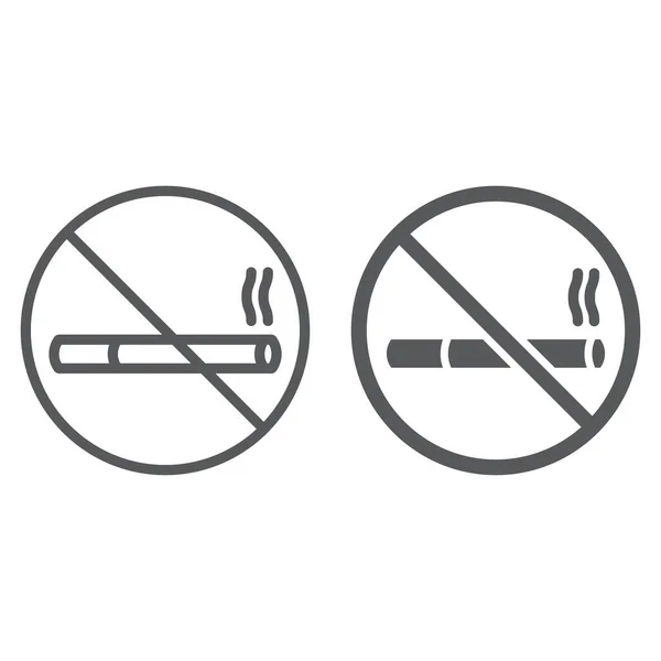 No smoking line and glyph icon, forbidden and prohibited, no cigarette sign, vector graphics, a linear pattern on a white background, eps 10. — Stock Vector