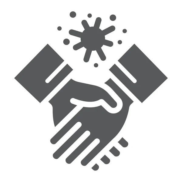 Contagion handshake glifo icono, virus y protección, signo covid 19, gráficos vectoriales, un patrón sólido sobre un fondo blanco, eps 10 . — Archivo Imágenes Vectoriales