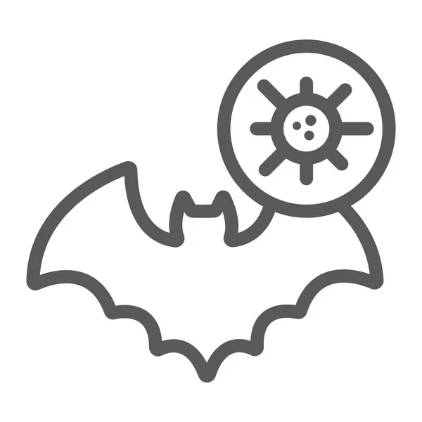 Bat coronavirus ligne icône, virus et micro-organisme, covide 19 signe contagieux, graphiques vectoriels, un motif linéaire sur un fond blanc, eps 10 . — Image vectorielle