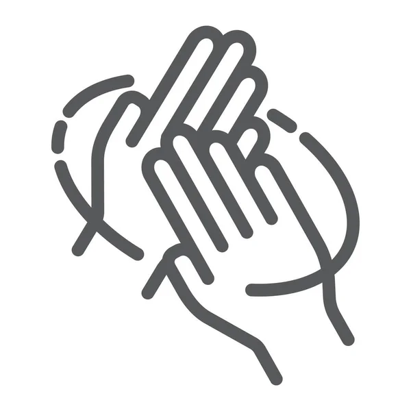 Ikona linii dłoń-dłoń, mycie i higiena, znak sanitarny, grafika wektorowa, wzór liniowy na białym tle, eps 10. — Wektor stockowy