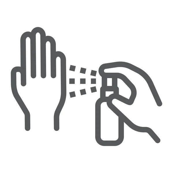 Ontsmettingsmiddel voor handen lijn pictogram, wassen en hygiëne, antibacteriële spray teken, vector graphics, een lineair patroon op een witte achtergrond, eps 10. — Stockvector