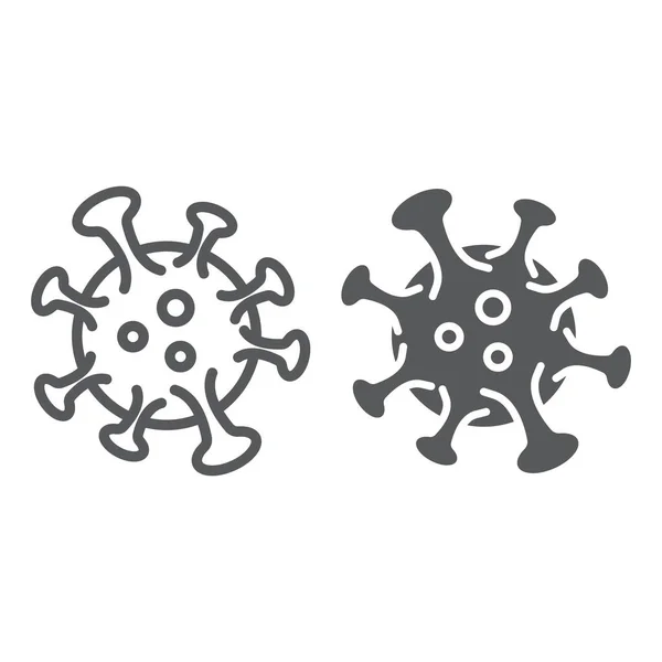 Coronavirus lijn en glyph icoon, virus en micro-organisme, covid 19 teken, vector graphics, een lineair patroon op een witte achtergrond, eps 10. — Stockvector