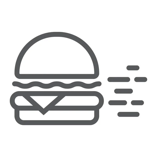 Burger-Lieferservice-Linie Symbol, Restaurant und Lebensmittel, Express-Lieferschild, Vektorgrafik, ein lineares Muster auf weißem Hintergrund, Folge 10. — Stockvektor