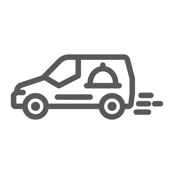 Icono de línea de van de entrega de comida, servicio y entrega, señal de entrega rápida, gráficos vectoriales, un patrón lineal sobre un fondo blanco, eps 10 . — Archivo Imágenes Vectoriales