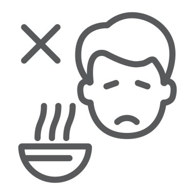 Loss of appetite line icon, diet and covid-19, coronavirus symptom sign, vector graphics, a linear icon on a white background, eps 10. clipart