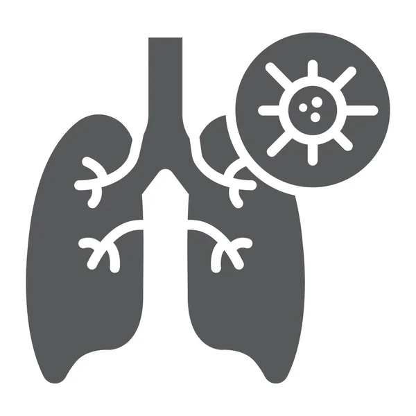 Pneumoni glyf ikon, influensa och coronavirus, lungor med covid-19 tecken, vektor grafik, en fast ikon på en vit bakgrund, eps 10. — Stock vektor