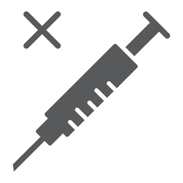 Kein Glyphen-Symbol für Impfstoffe, Coronavirus und Grippe, Spritzenzeichen, Vektorgrafik, ein solides Symbol auf weißem Hintergrund, Folge 10. — Stockvektor