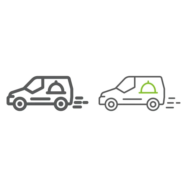 Линия и цветовая иконка фургона доставки продуктов питания, сервис и доставка, знак быстрой доставки, векторная графика, линейная иконка на белом фоне, eps 10 . — стоковый вектор