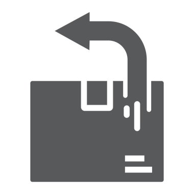 Taşıma simgesini, lojistik ve teslimatı, paket kutusu geri dönüş işareti vektör grafiklerini, beyaz arkaplanda sağlam bir simge, 10 Pound.