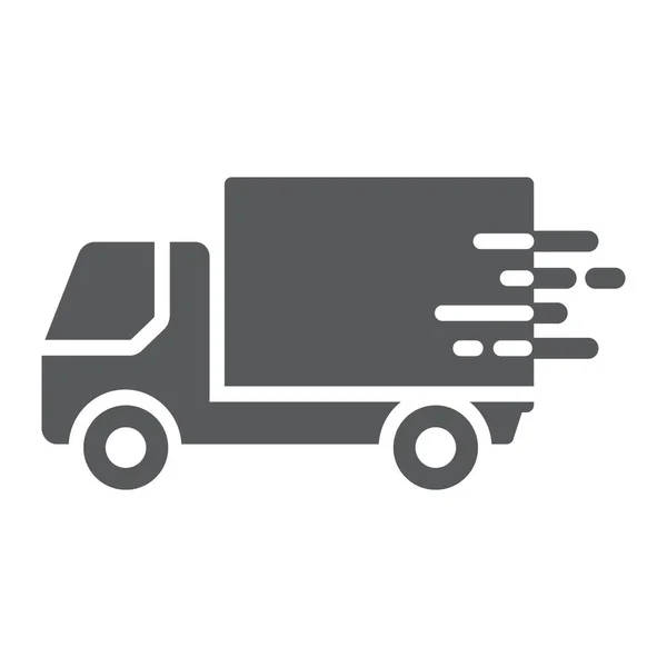 Snelle verzending glyph pictogram, logistiek en levering, vrachtwagen teken vector graphics, een solide pictogram op een witte achtergrond, eps 10. — Stockvector