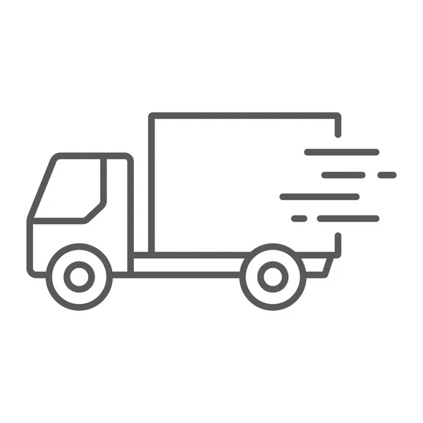 Fast shipping delivery thin line icon, logistic and delivery, truck sign vector graphics, a linear icon on a white background, eps 10. — Stock Vector