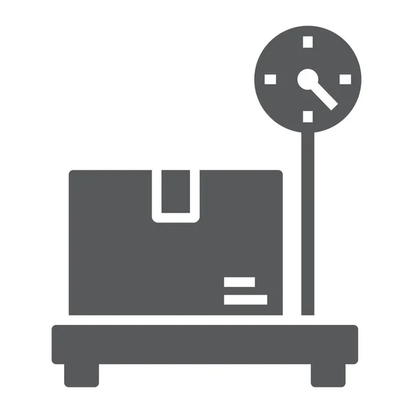 Doos op de schaal van opslag glyph pictogram, logistiek en levering, platform schaal teken vector graphics, een solide pictogram op een witte achtergrond, eps 10. — Stockvector