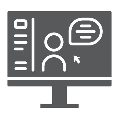 Çevrimiçi Kurs simgesi, eğitim ve okul, uzaklık eğitimi vektör grafikleri, beyaz arkaplan üzerinde sağlam bir simge, 10.