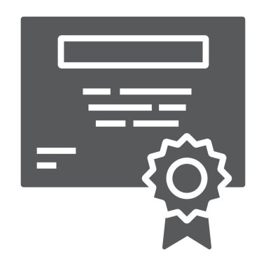 Sertifika sembolü, eğitim ve okul, diploma vektör grafikleri, beyaz arkaplanda sağlam bir simge, 10 puan.