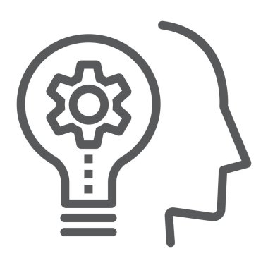 Yetenek Geliştirme satırı simgesi, eğitim ve okul, fikir işareti vektör grafikleri, beyaz arkaplan üzerinde doğrusal bir simge, 10.