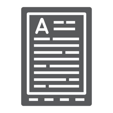 E Book Okuyucu simgesi, eğitim ve okul, dijital kitap işareti vektör grafikleri, beyaz arkaplanda sağlam bir simge, 10 puan.