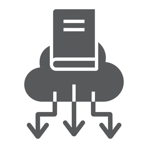Cloud Library glyphe icône, l'éducation et l'école, livre avec des graphiques vectoriels de signe nuage, une icône solide sur un fond blanc, eps 10 . — Image vectorielle