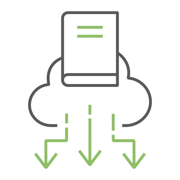 Cloud Library icône de ligne de couleur, l'éducation et l'école, livre avec des graphiques vectoriels signe nuage, une icône linéaire sur un fond blanc, eps 10 . — Image vectorielle