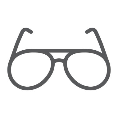 Güneş gözlüğü çizgisi simgesi, yaz ve plaj, gözlük işareti vektör grafikleri, beyaz arkaplan üzerinde doğrusal bir simge, 10.