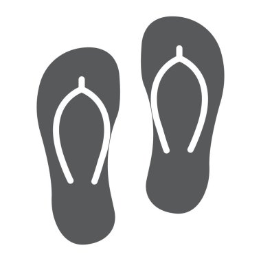 Flip flops glyph simgesi, yaz ve plaj, ayakkabı işareti vektör grafikleri, beyaz arkaplan üzerinde katı bir simge, 10.