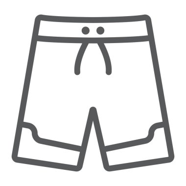 Yüzme şortu çizgisi simgesi, yaz ve plaj, plaj gövdeleri vektör grafikleri, beyaz arkaplan üzerinde doğrusal bir simge, 10.