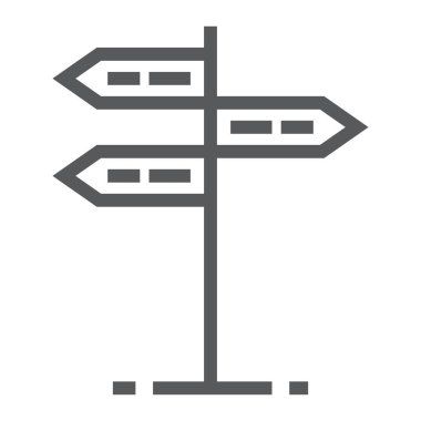 İmza satırı simgesi, post ve ok, yol işareti vektör grafikleri, beyaz arkaplanda doğrusal simge, 10 birim.