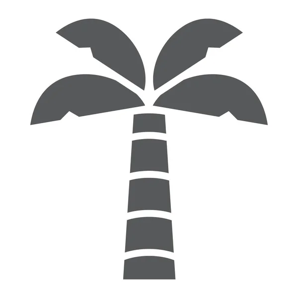 棕榈树象形文字，夏季和海滩，棕榈符号矢量图形，白色背景上的实心象形文字，头像10. — 图库矢量图片