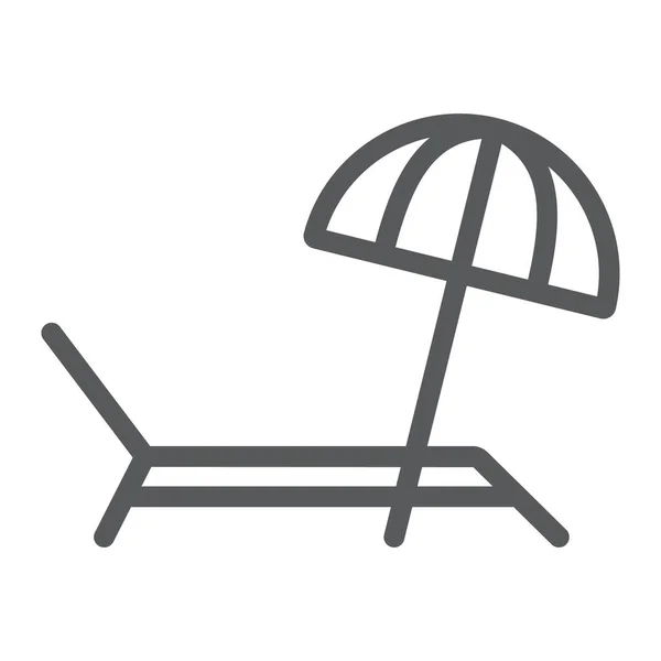 Umbrella and sun lounger line icon, summer and parasol, beach bed sign vector graphics, a linear icon on a white background, eps 10. — Stock Vector